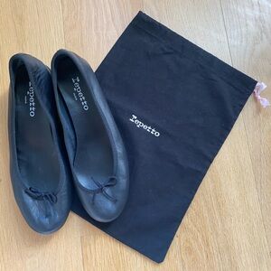Black Repetto Camille Rubber Sole Ballet Flats
